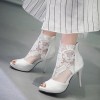 Women's Shoes Stiletto Heel Peep Toe / Platform Sandals Wedding / Party & Evening / Dress Black / White